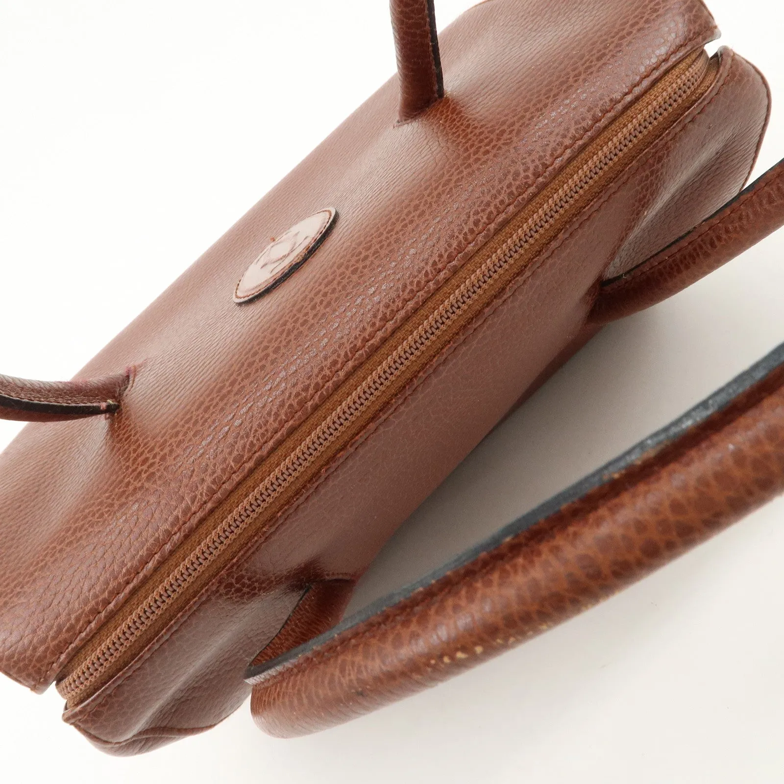 Cartier Must de Cartier Leather Hand Bag Brown Gold Hardware