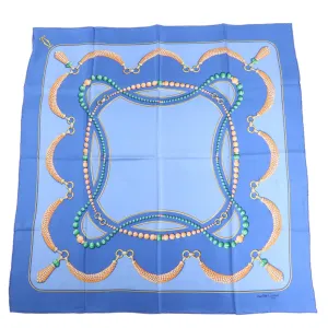 Cartier Must de Cartier Must Line Silk100% Scarf Multicolor Blue Used