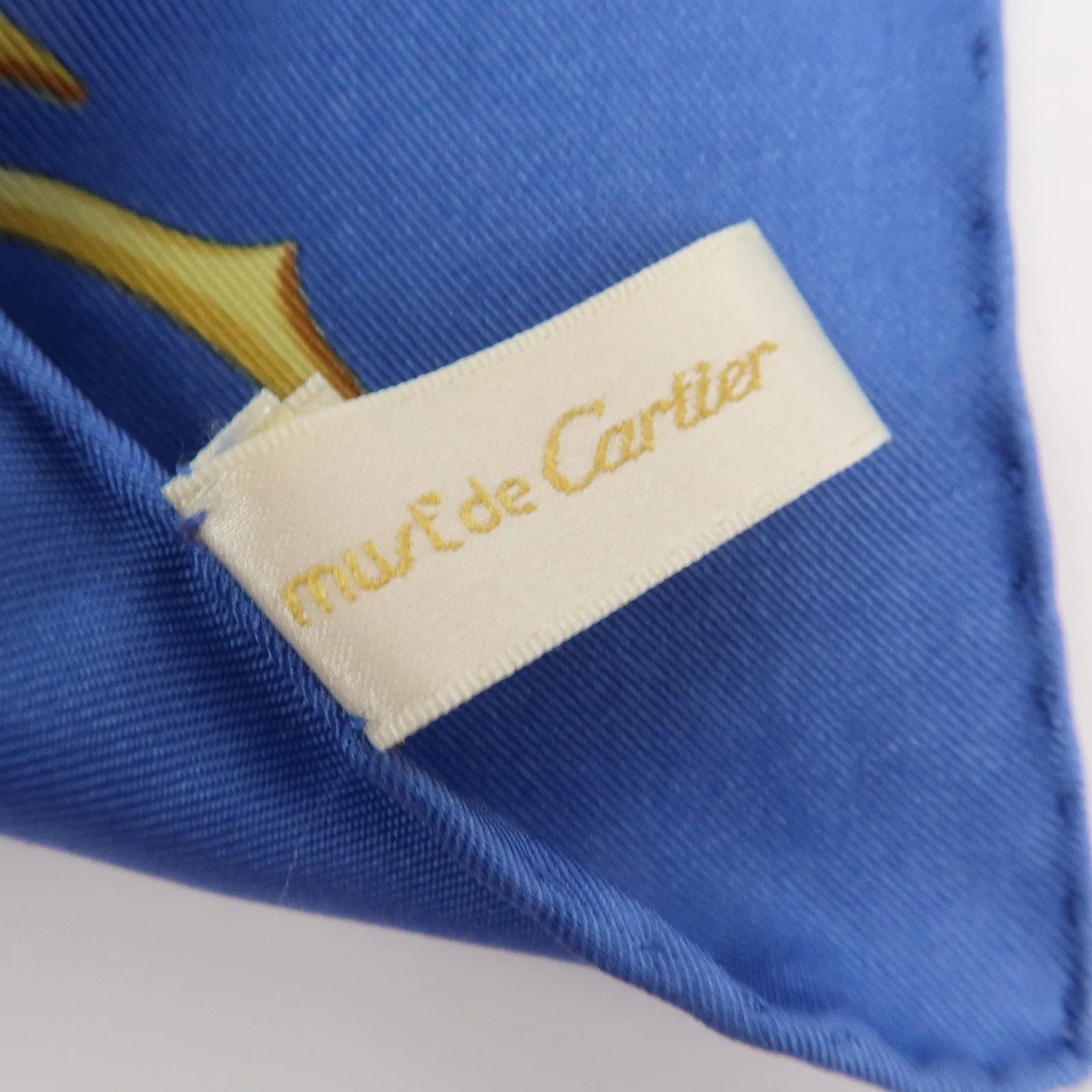 Cartier Must de Cartier Must Line Silk100% Scarf Multicolor Blue Used