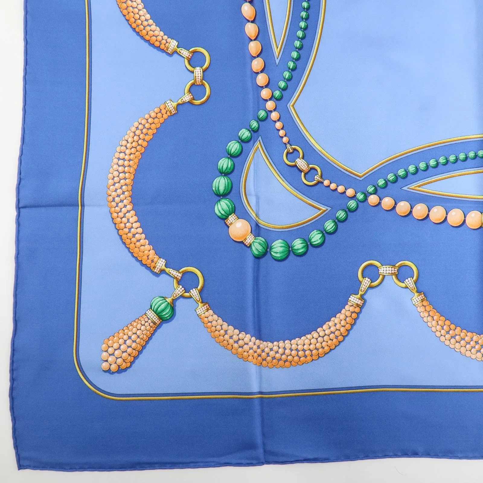 Cartier Must de Cartier Must Line Silk100% Scarf Multicolor Blue Used