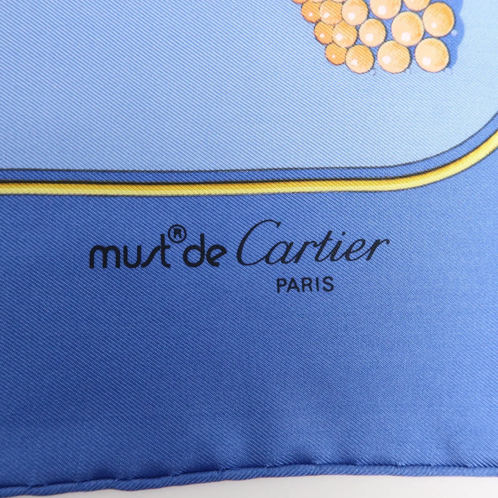 Cartier Must de Cartier Must Line Silk100% Scarf Multicolor Blue Used