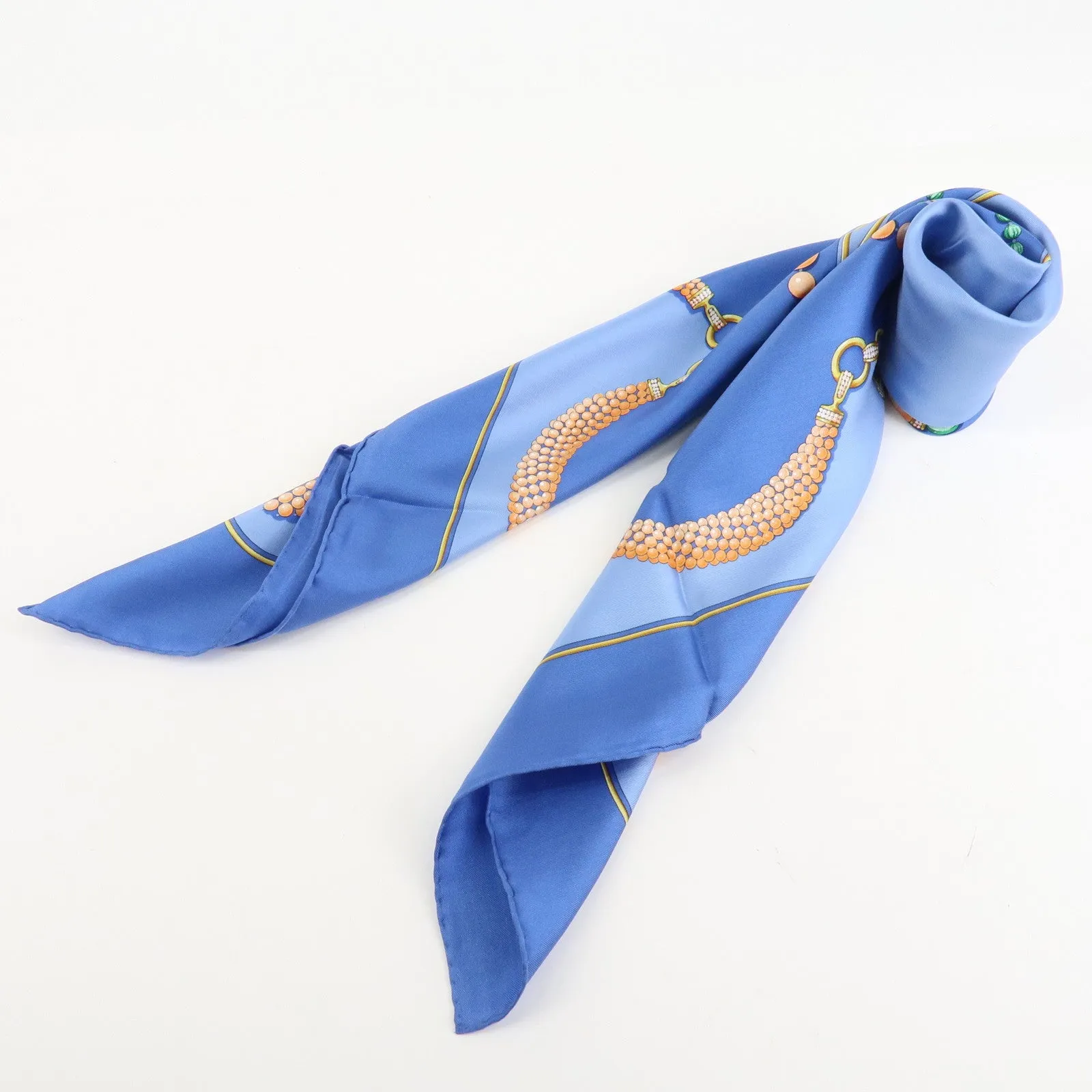 Cartier Must de Cartier Must Line Silk100% Scarf Multicolor Blue Used