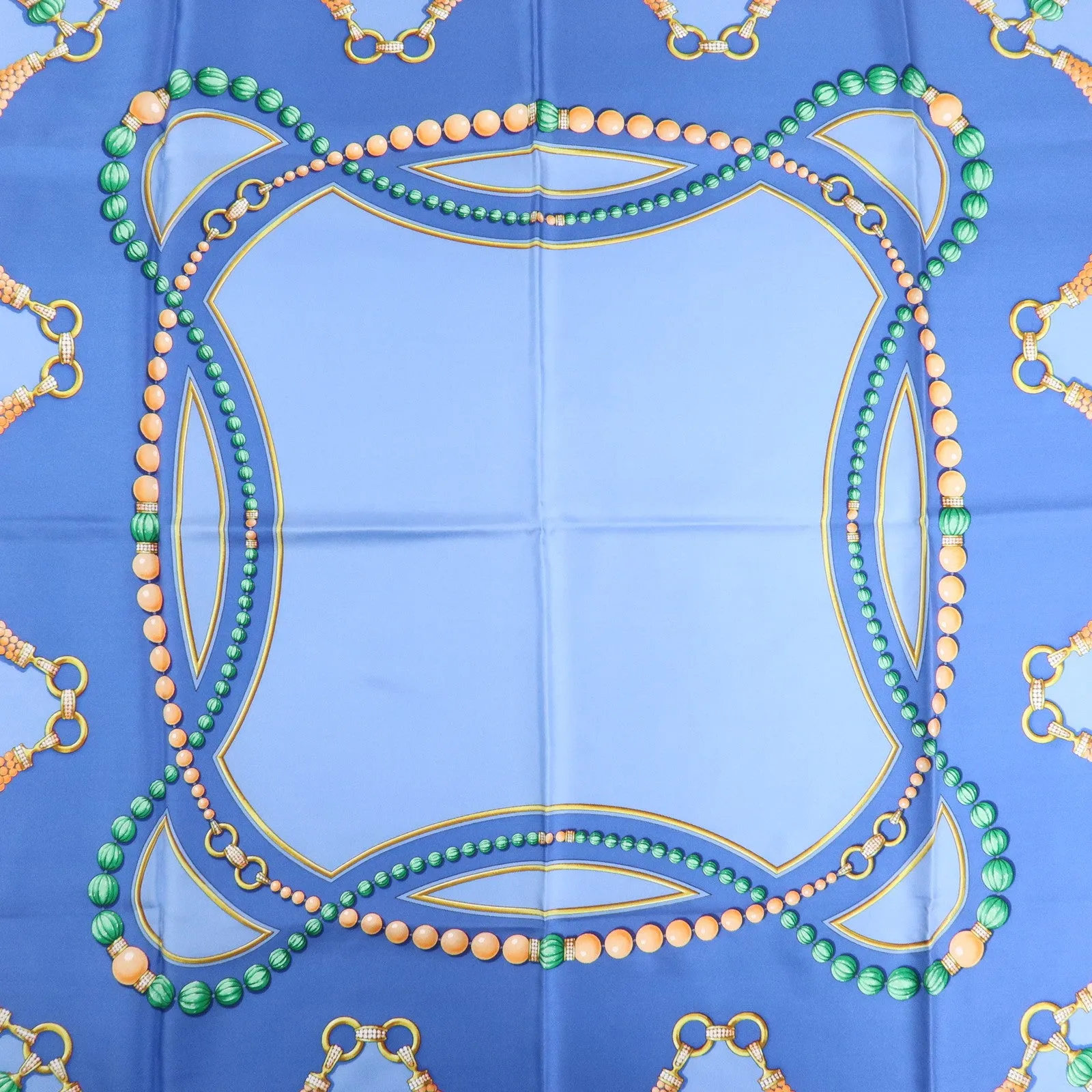 Cartier Must de Cartier Must Line Silk100% Scarf Multicolor Blue Used