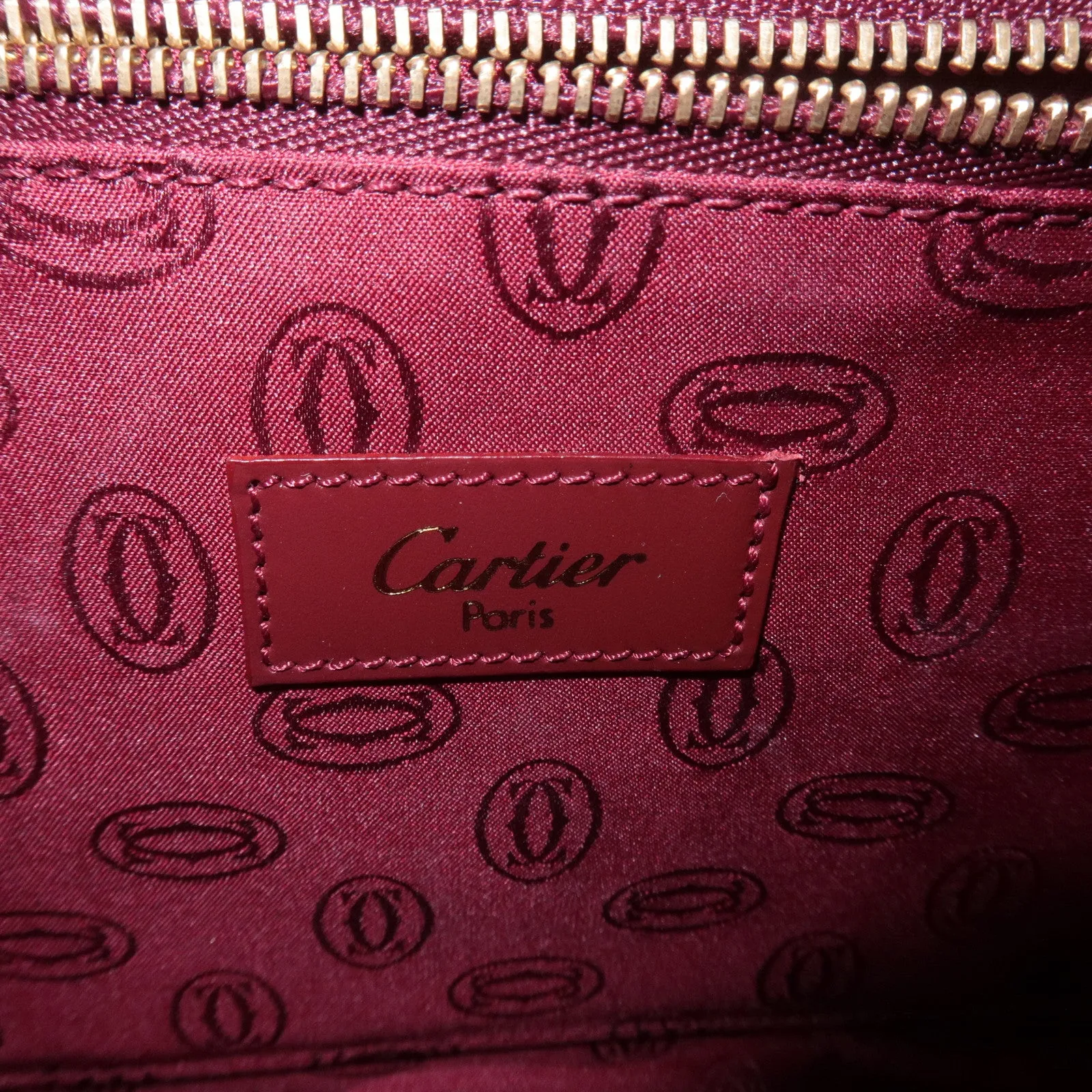 Cartier Must Must de Cartier Calf Suede Leather Shoulder Bag Burgundy Used
