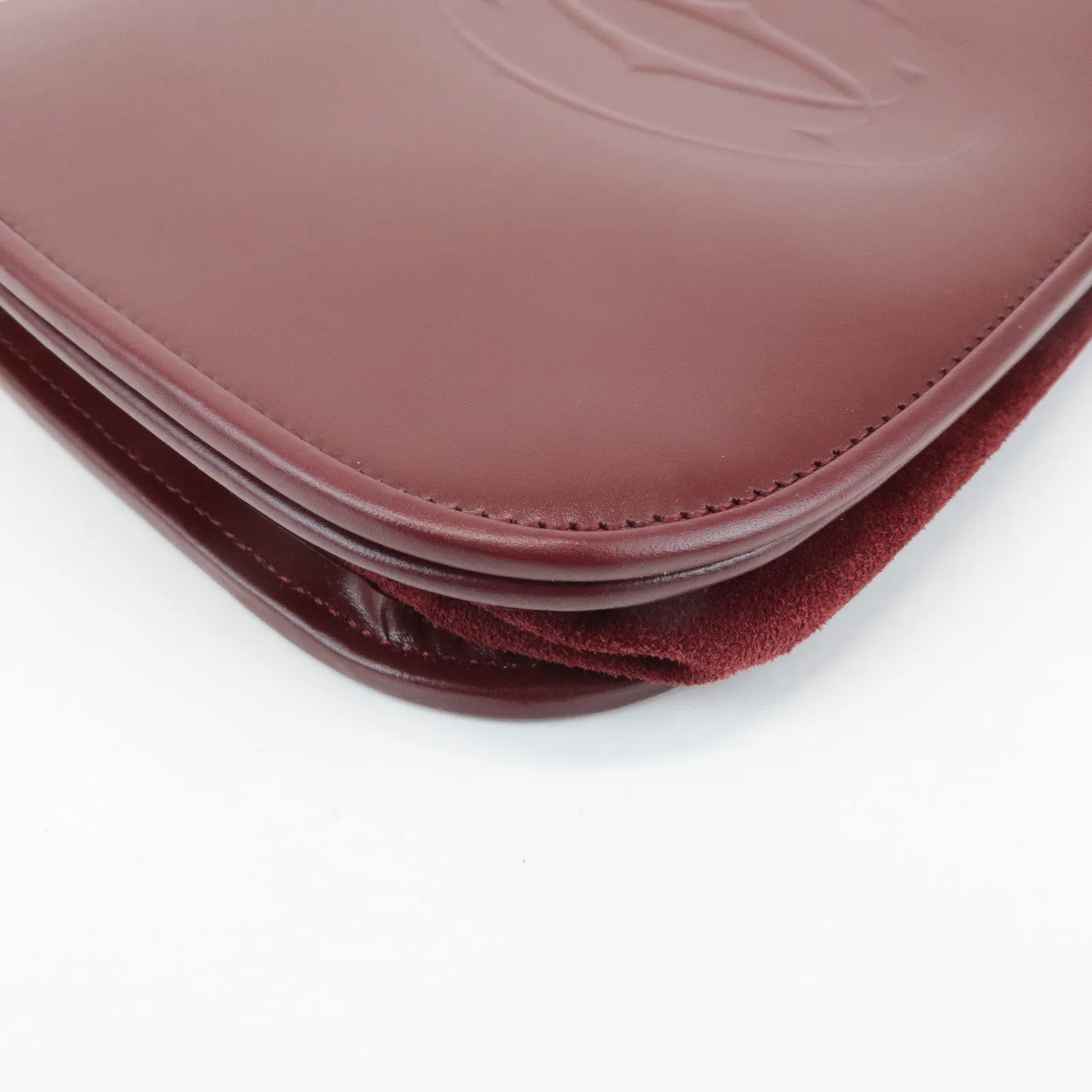 Cartier Must Must de Cartier Calf Suede Leather Shoulder Bag Burgundy Used
