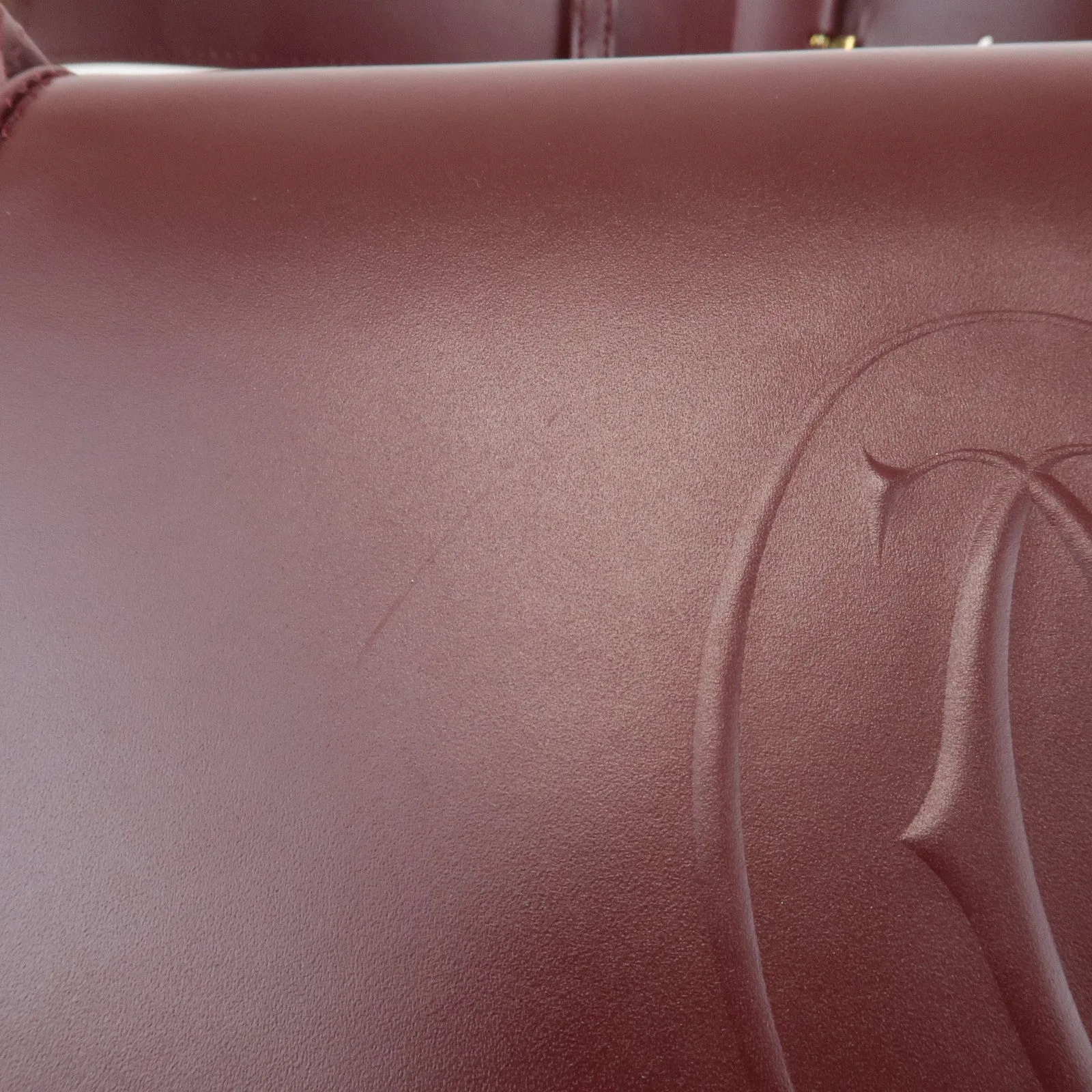 Cartier Must Must de Cartier Calf Suede Leather Shoulder Bag Burgundy Used