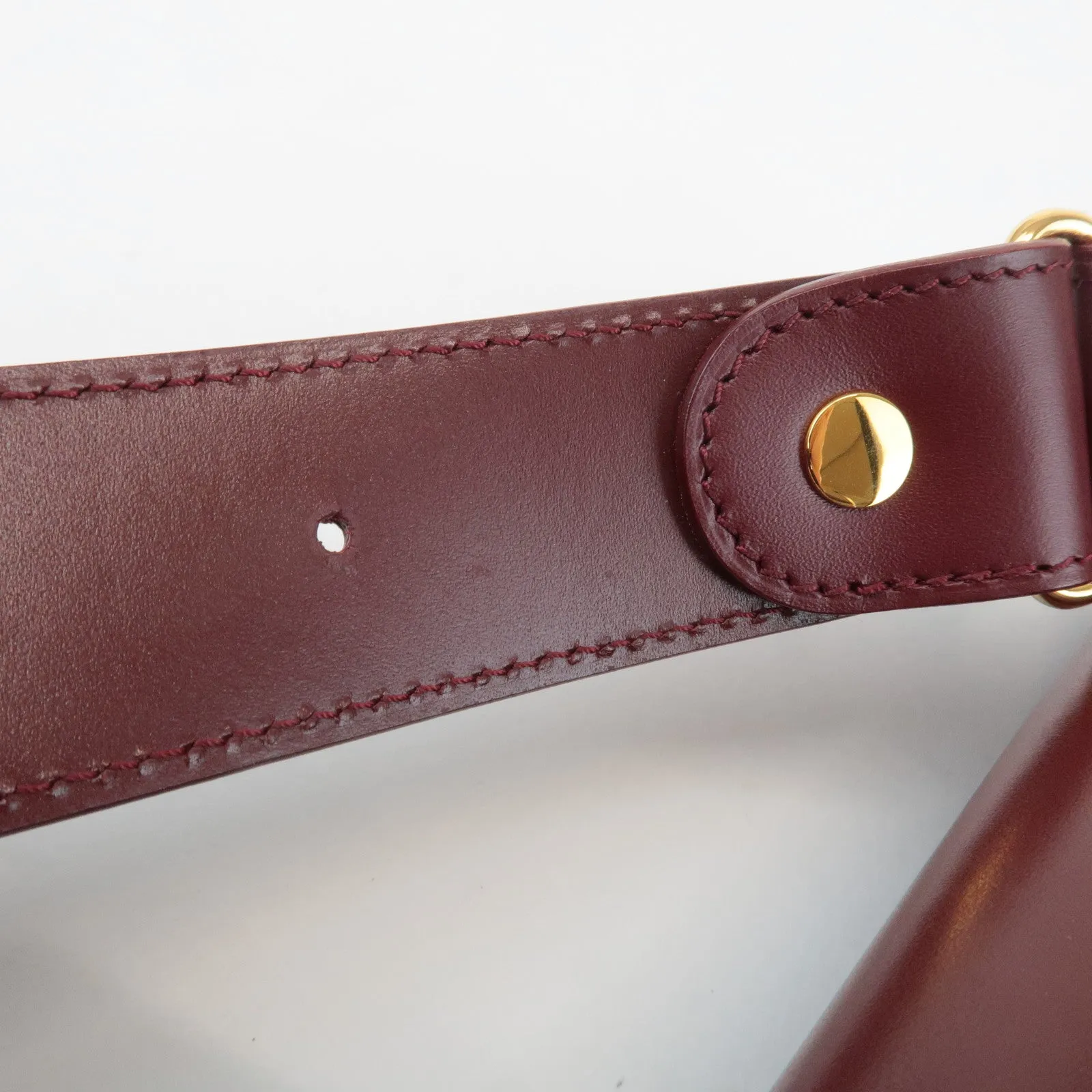 Cartier Must Must de Cartier Calf Suede Leather Shoulder Bag Burgundy Used