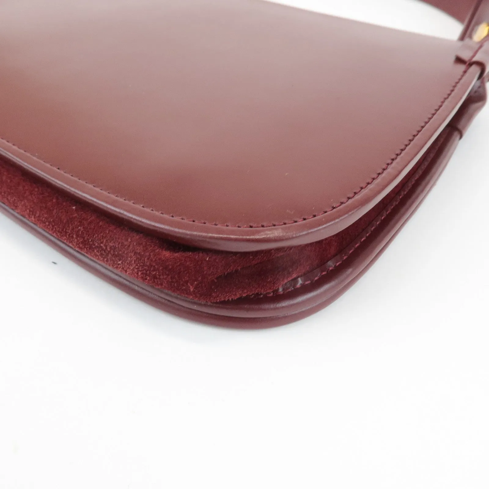 Cartier Must Must de Cartier Calf Suede Leather Shoulder Bag Burgundy Used
