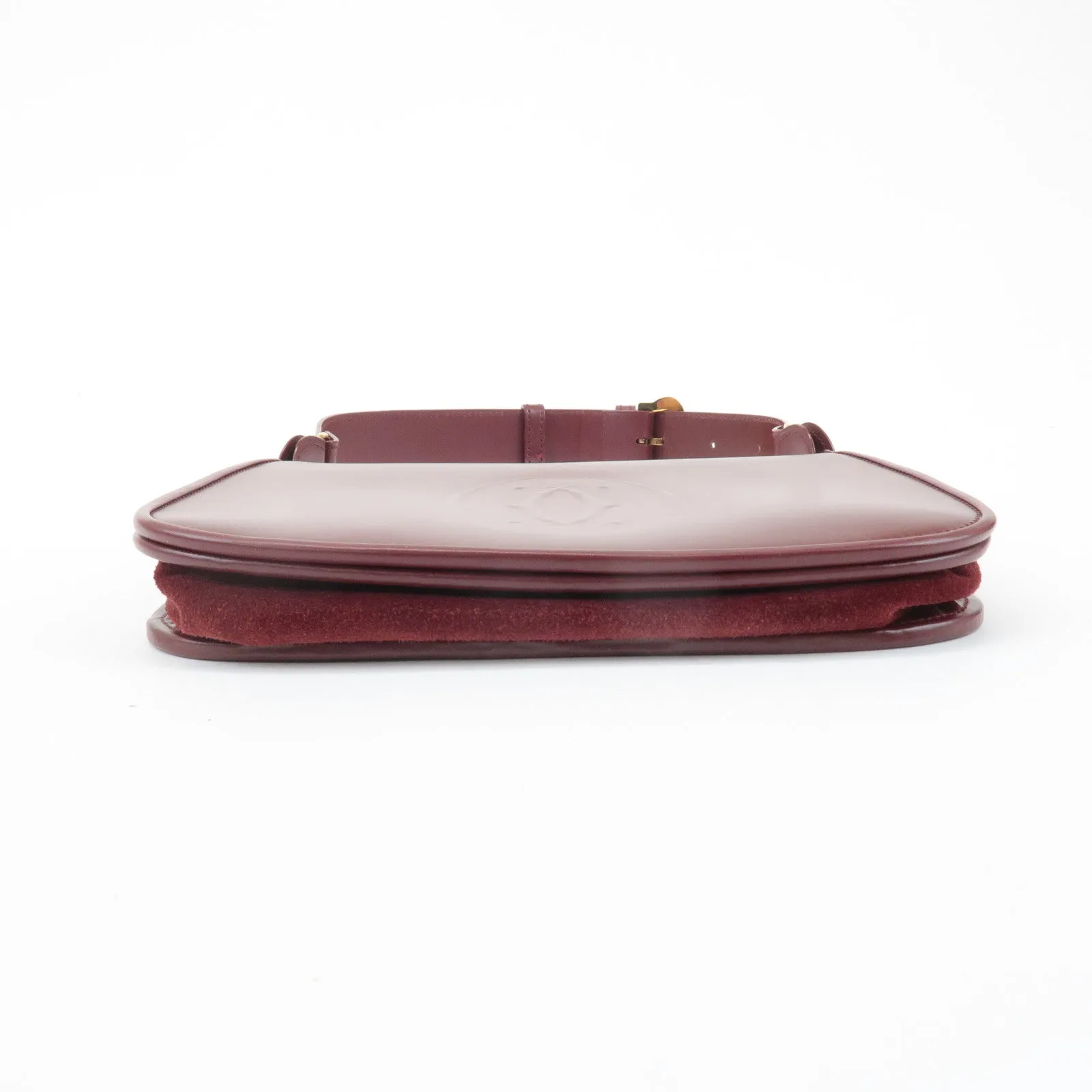 Cartier Must Must de Cartier Calf Suede Leather Shoulder Bag Burgundy Used