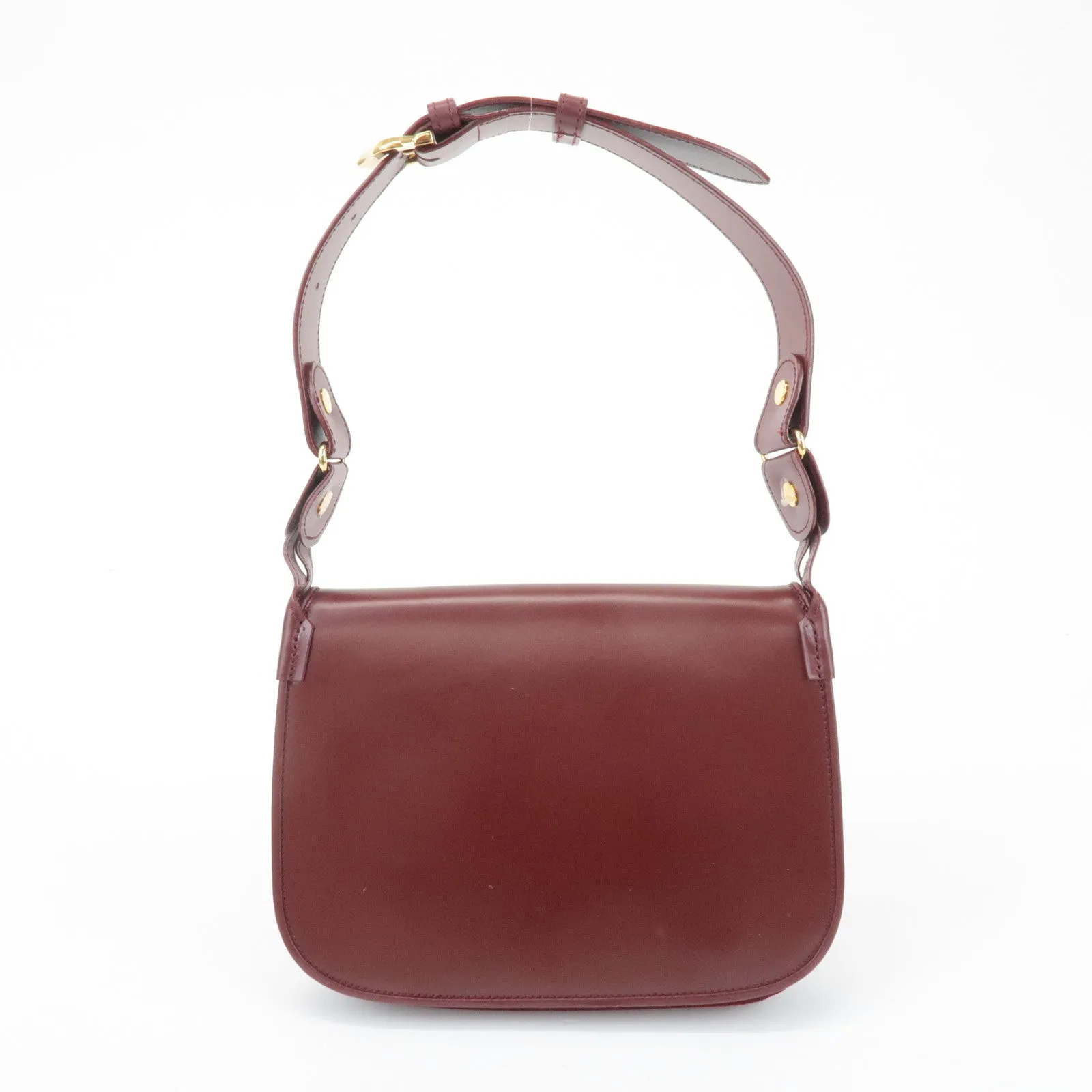 Cartier Must Must de Cartier Calf Suede Leather Shoulder Bag Burgundy Used