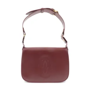 Cartier Must Must de Cartier Calf Suede Leather Shoulder Bag Burgundy Used