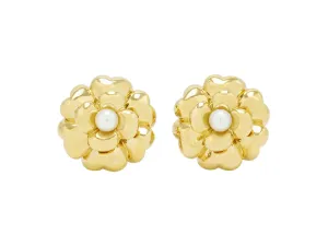 Chanel 'Camellia' Pearl Earrings in 18K Gold