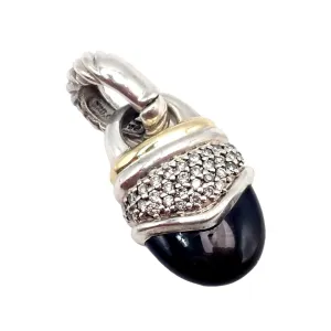 David Yurman 18k Yellow Gold   Silver Onyx Diamond Acorn Pendant