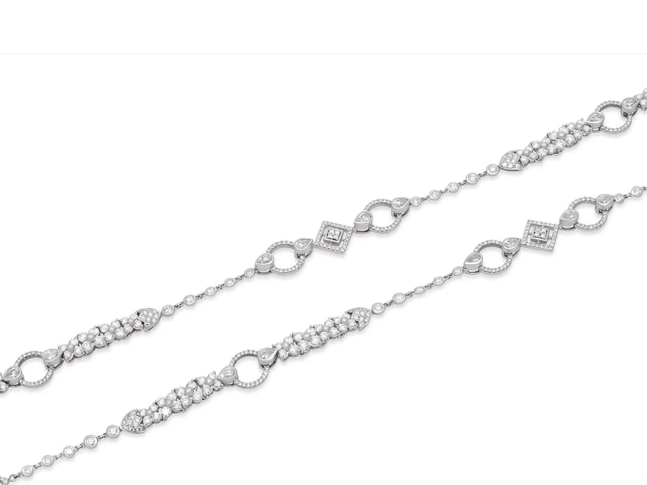 Diamond Sautoir Necklace in 18K White Gold