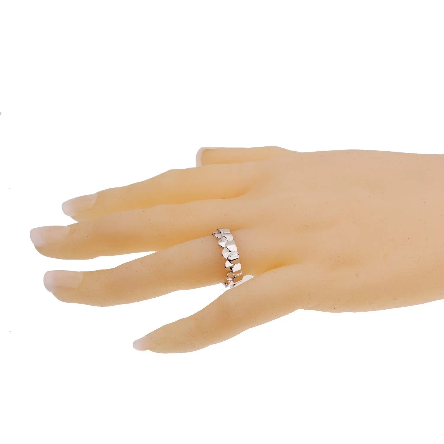 Fred of Paris Double Arc 18k White Gold Band Ring Sz 6 1/2