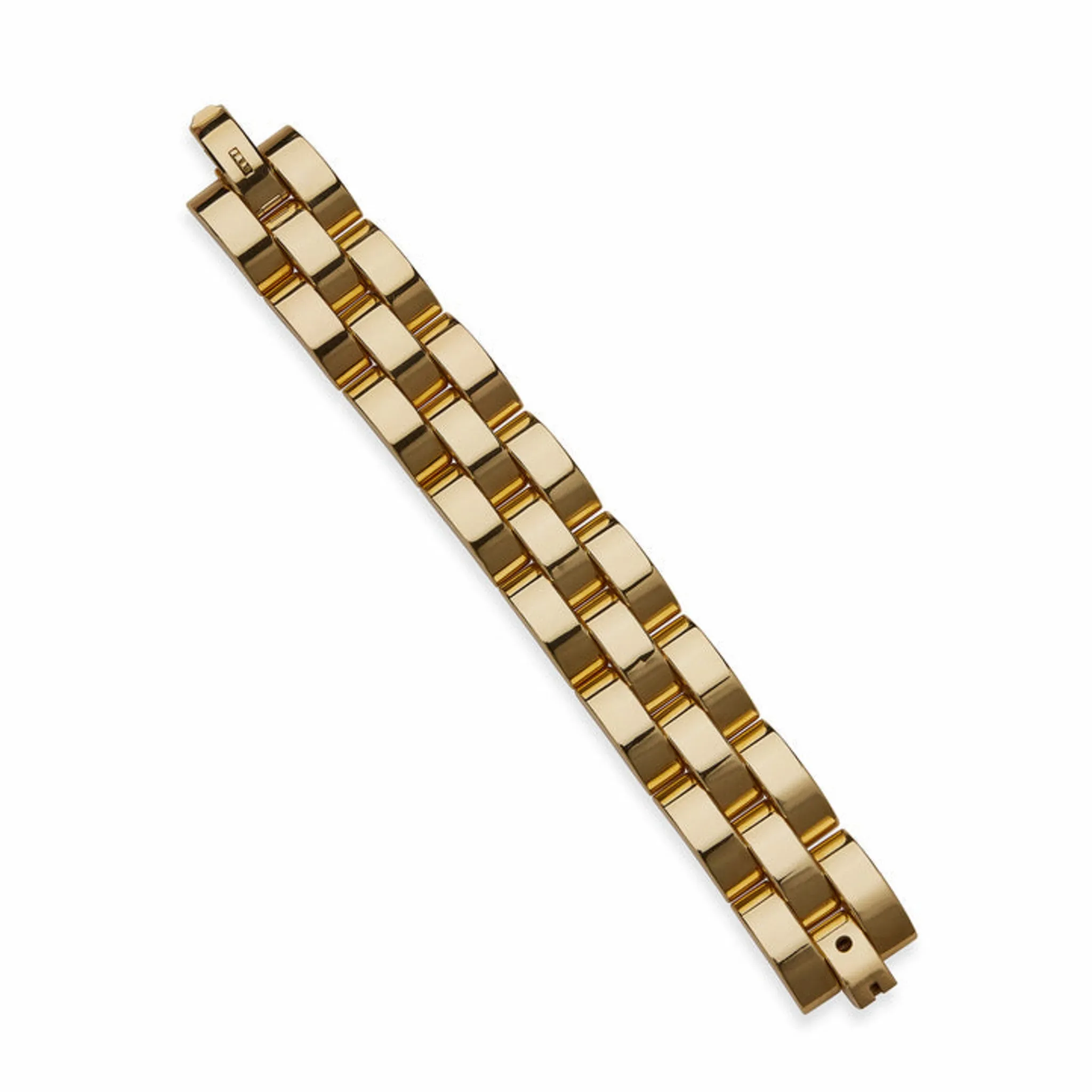 French Retro 18KT Yellow Gold Tank Track Bracelet