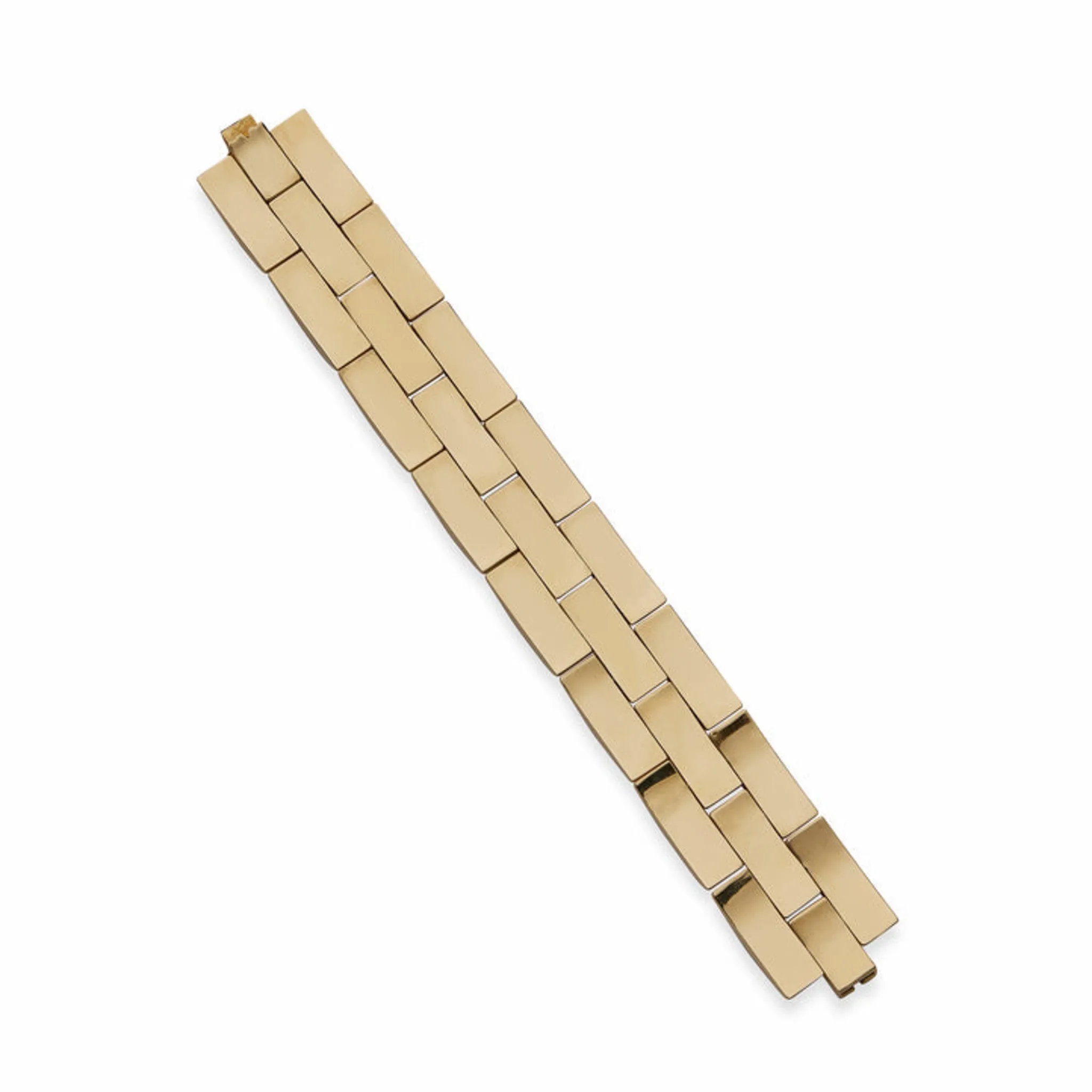 French Retro 18KT Yellow Gold Tank Track Bracelet