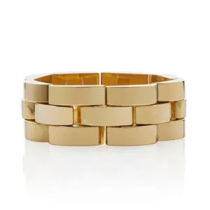 French Retro 18KT Yellow Gold Tank Track Bracelet