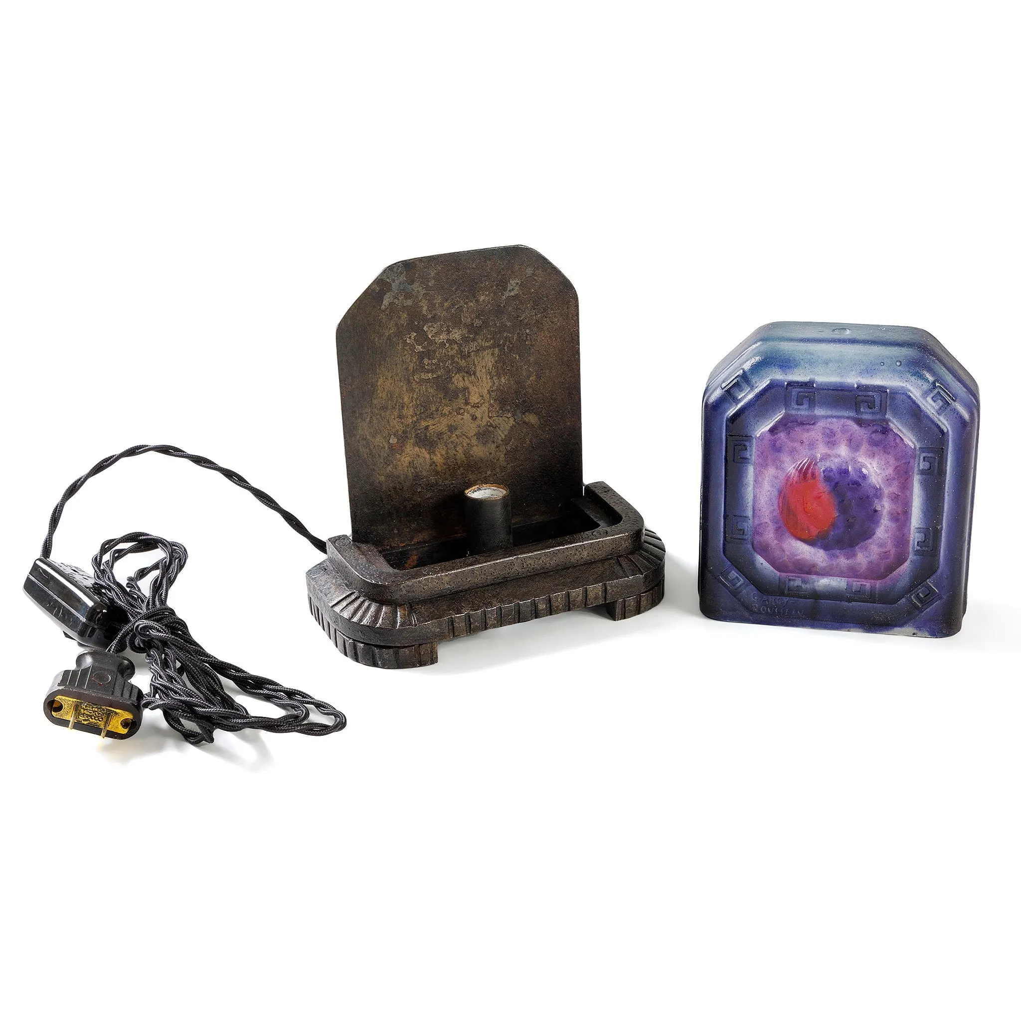 Gabriel Argy-Rouseau Pte de Verre "Visages en Medallion" Night Light