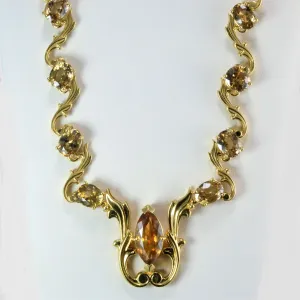 'George Lederman' Vintage Natural Zircon 18k Gold Necklace | 18'' | 50.00ctw |