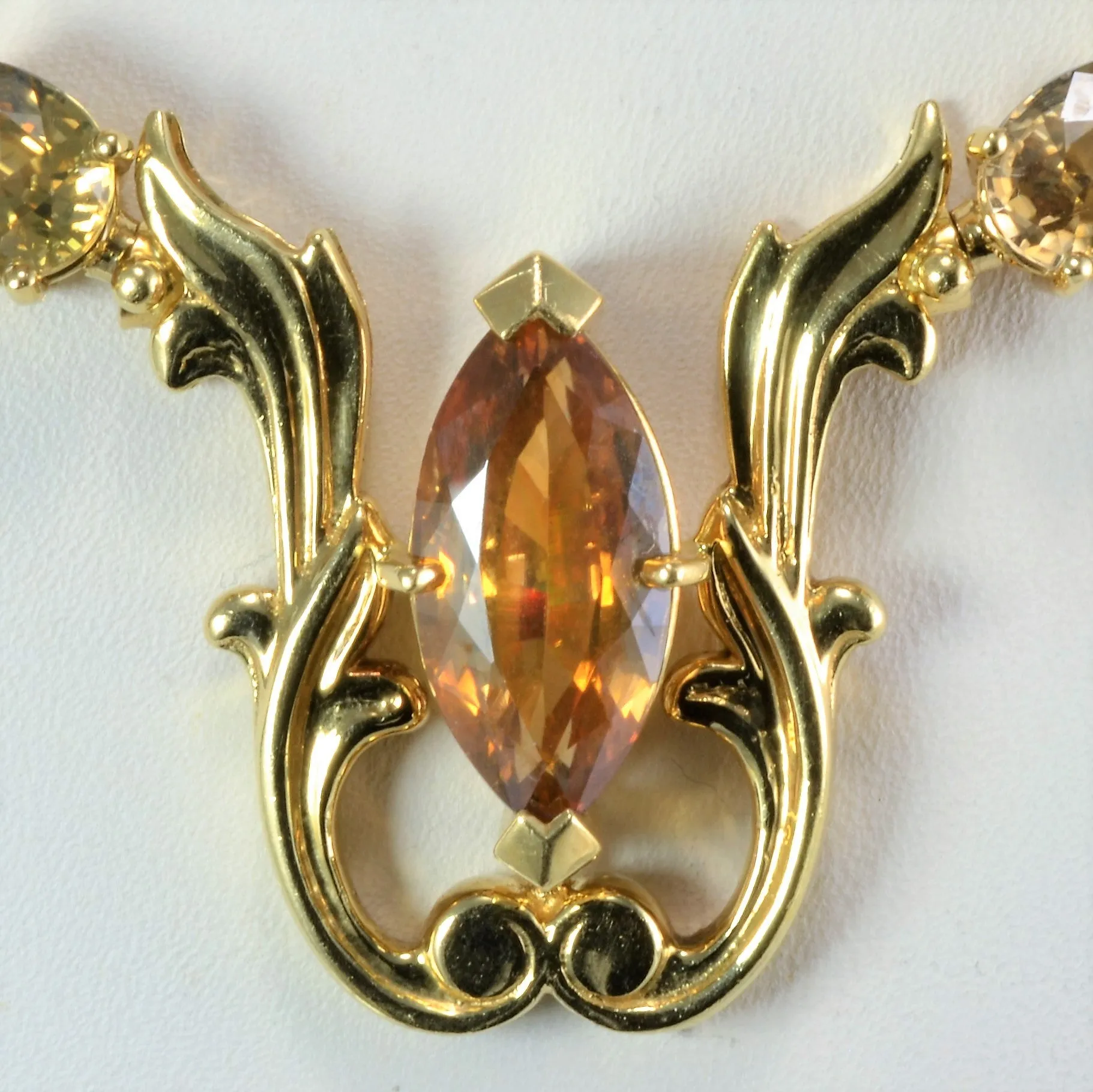 'George Lederman' Vintage Natural Zircon 18k Gold Necklace | 18'' | 50.00ctw |