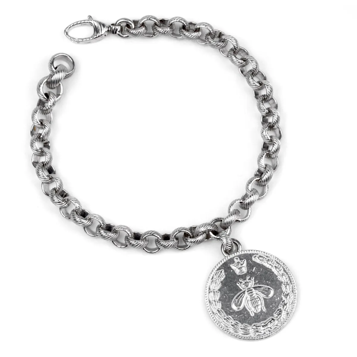 Gucci Charm Double G Bee Silver Bracelet