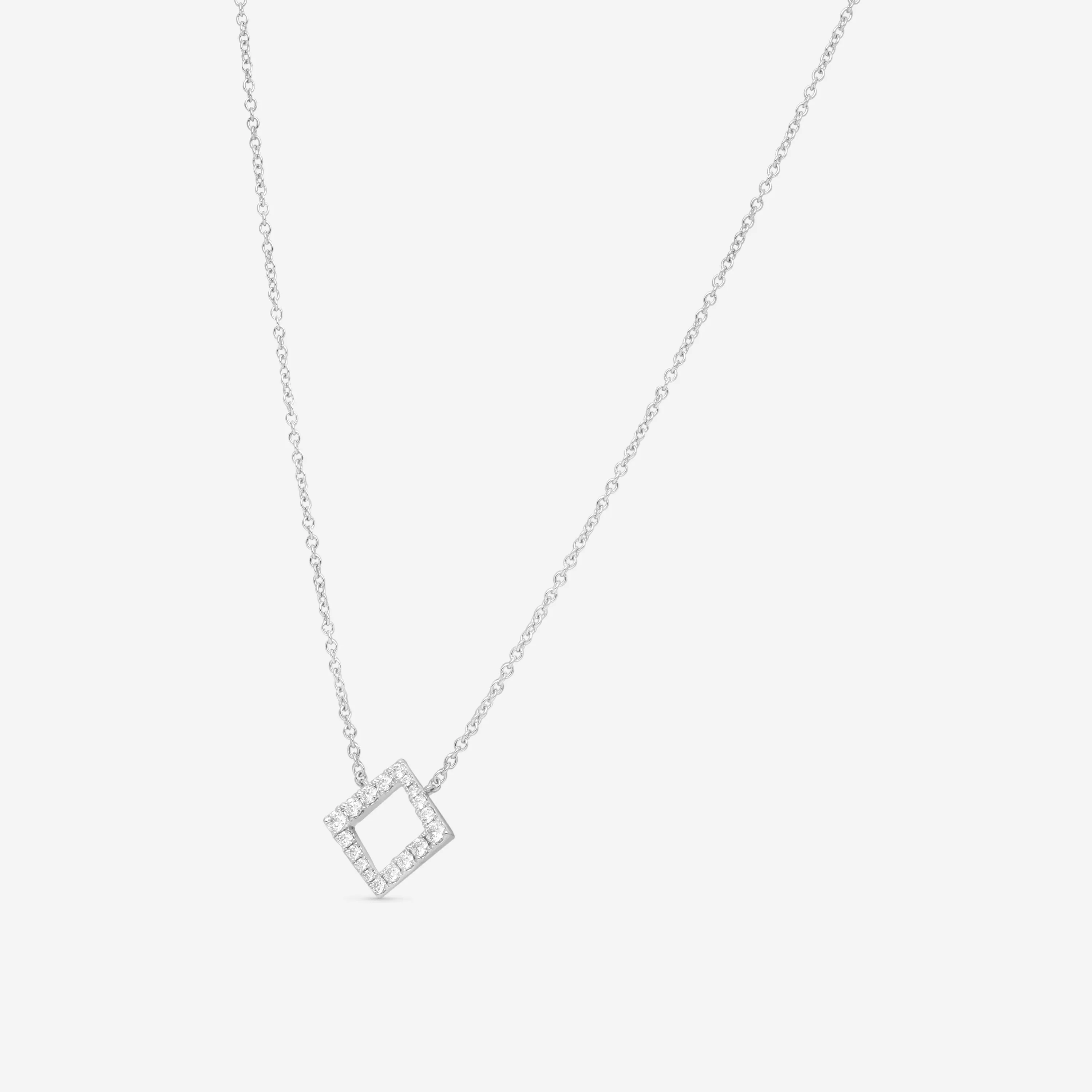 Hearts On Fire Charmed 18K White Gold Square Pendant HFPCSQ00288W