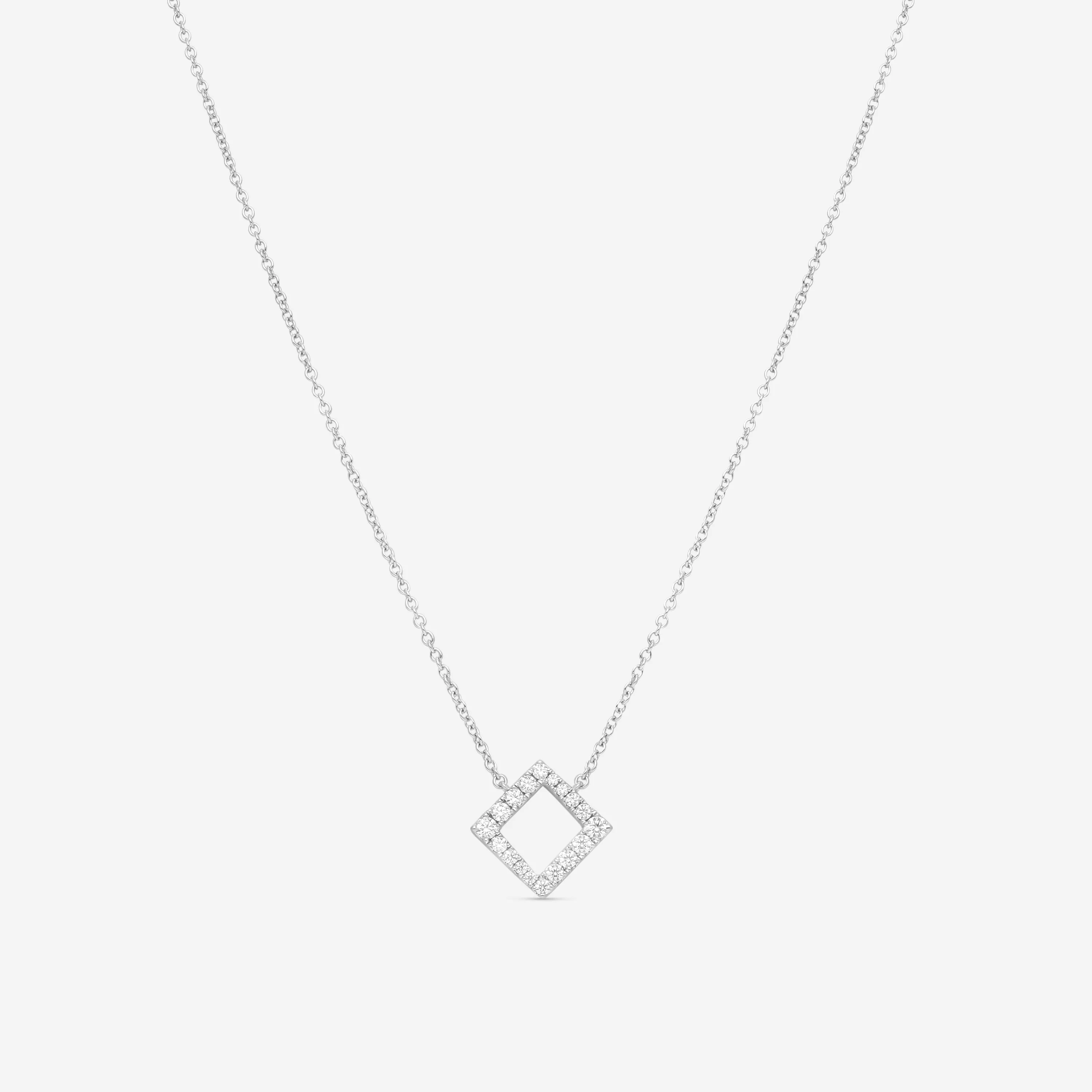 Hearts On Fire Charmed 18K White Gold Square Pendant HFPCSQ00288W