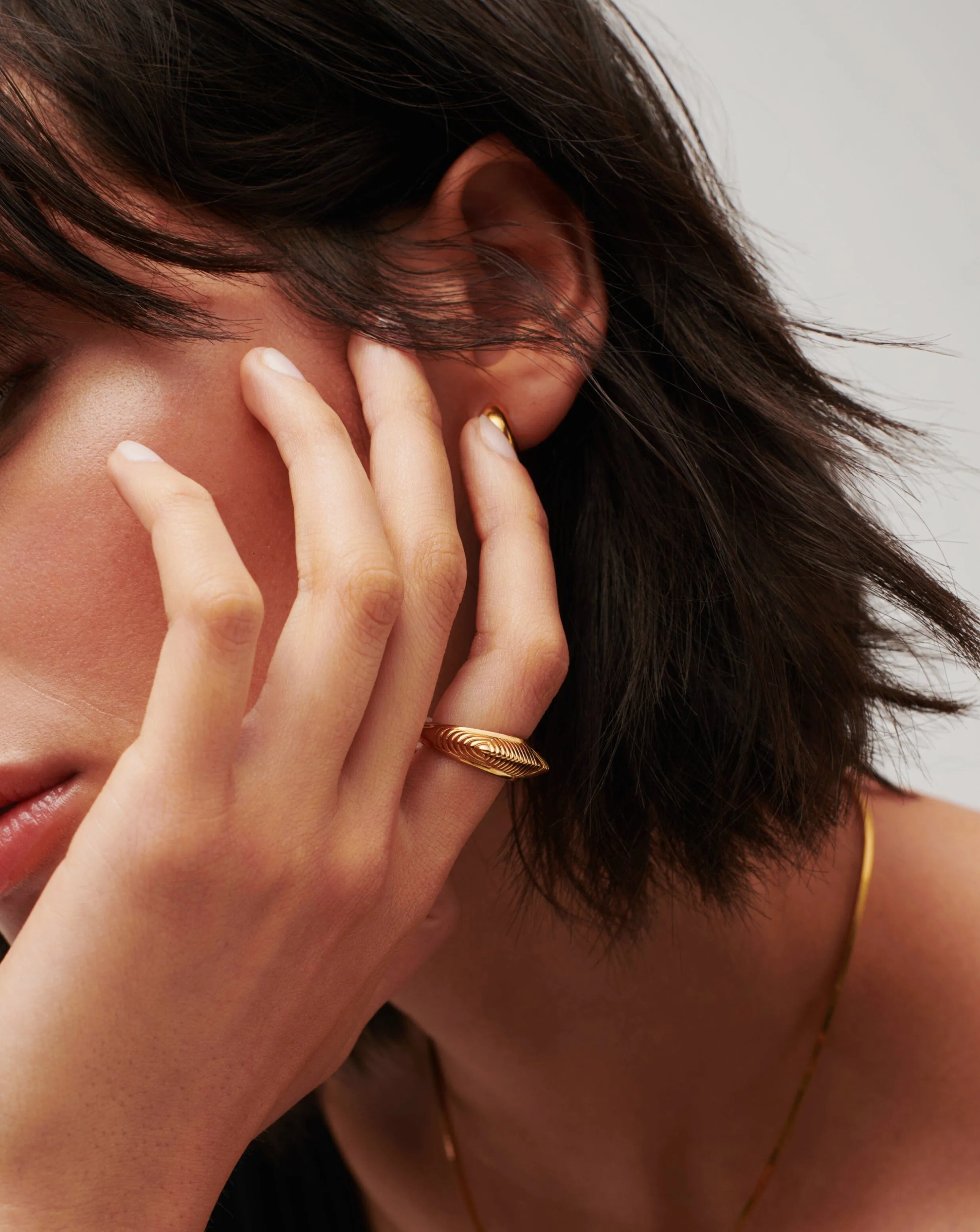 Hera Dome Ridge Stacking Ring | 18k Gold Vermeil