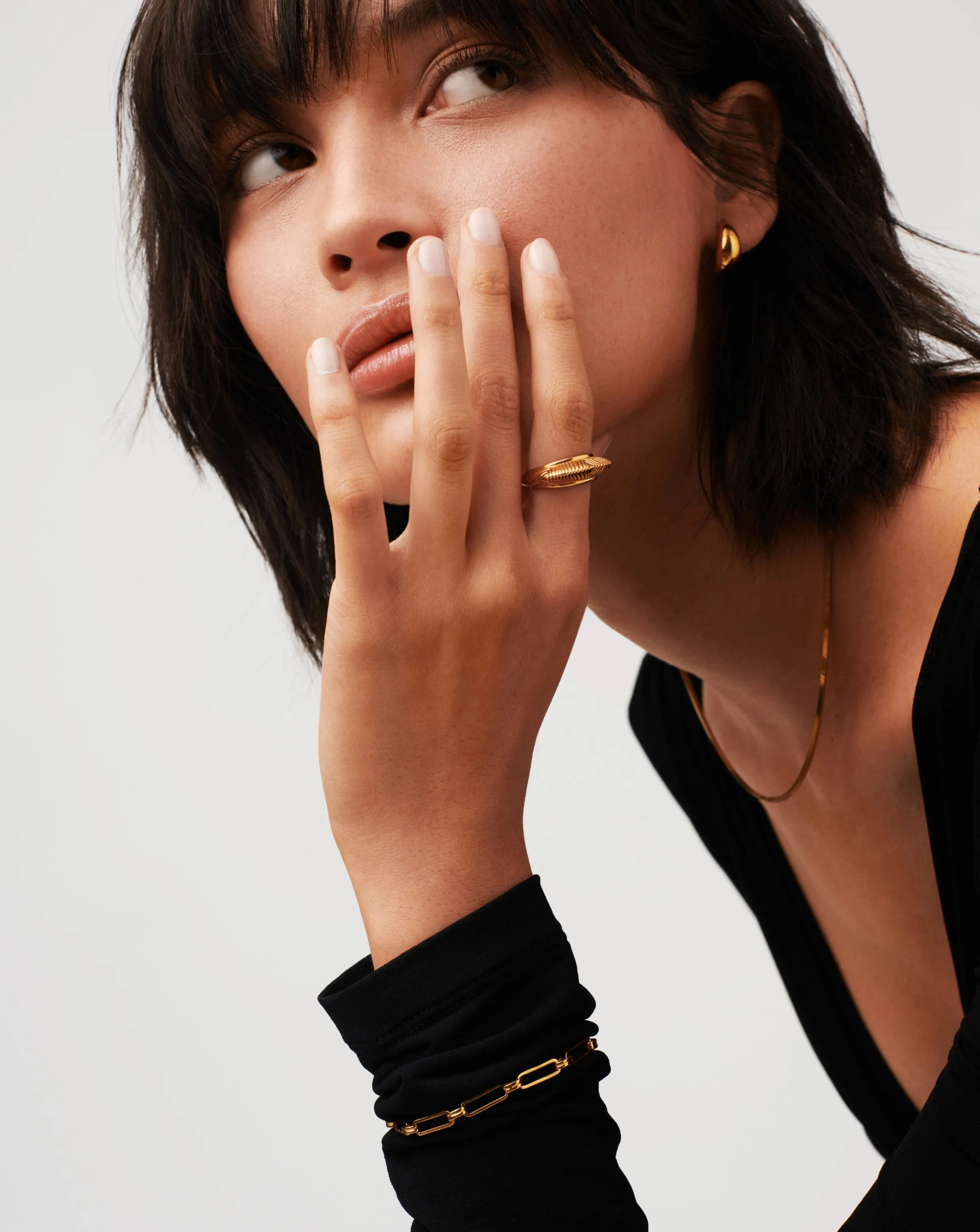 Hera Dome Ridge Stacking Ring | 18k Gold Vermeil