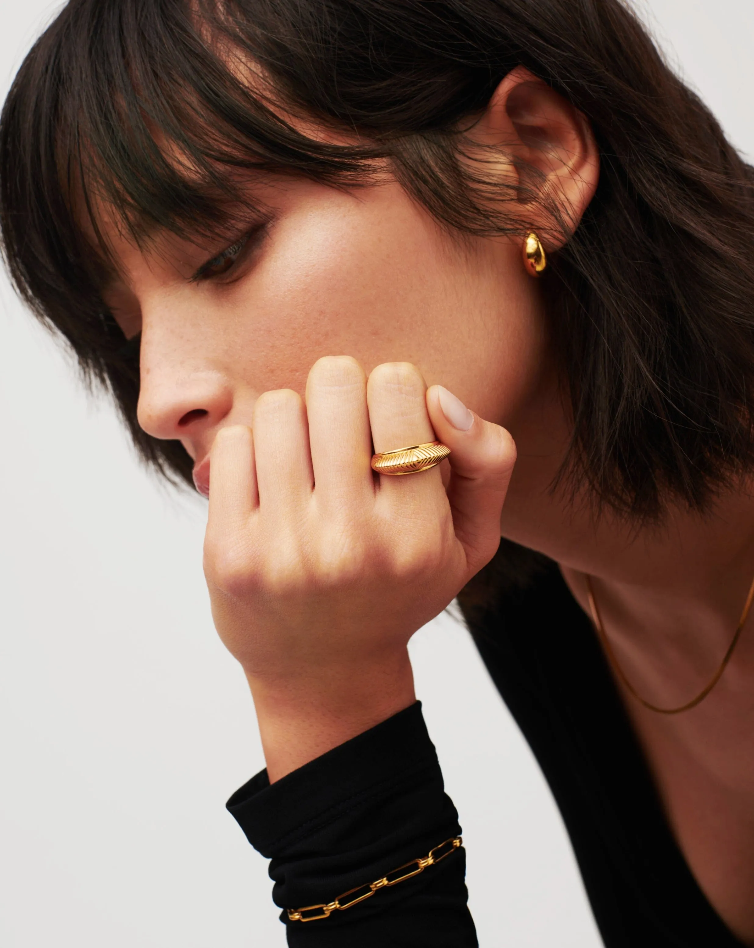 Hera Dome Ridge Stacking Ring | 18k Gold Vermeil