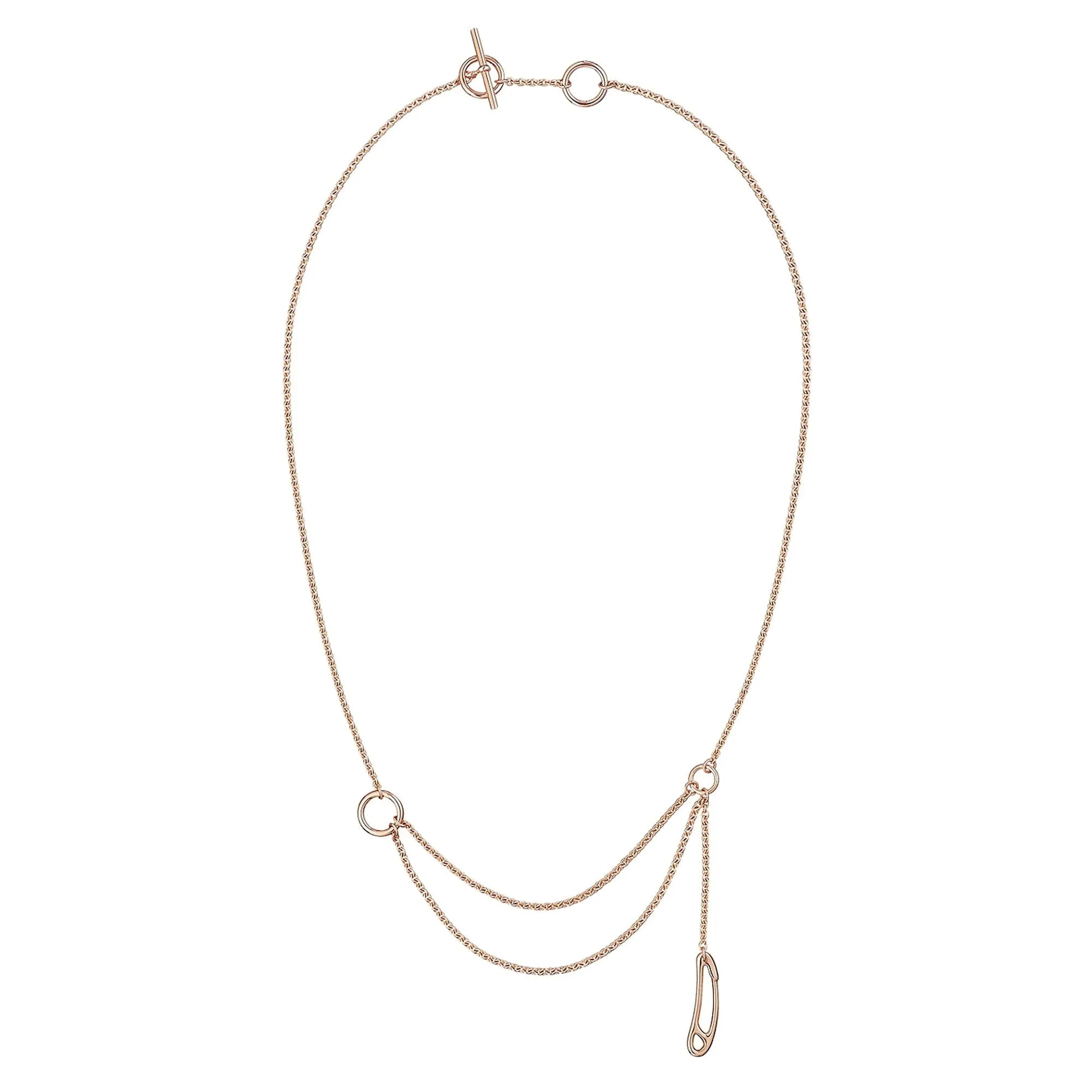 Hermes Punk Rose Gold Lariat Chain Necklace