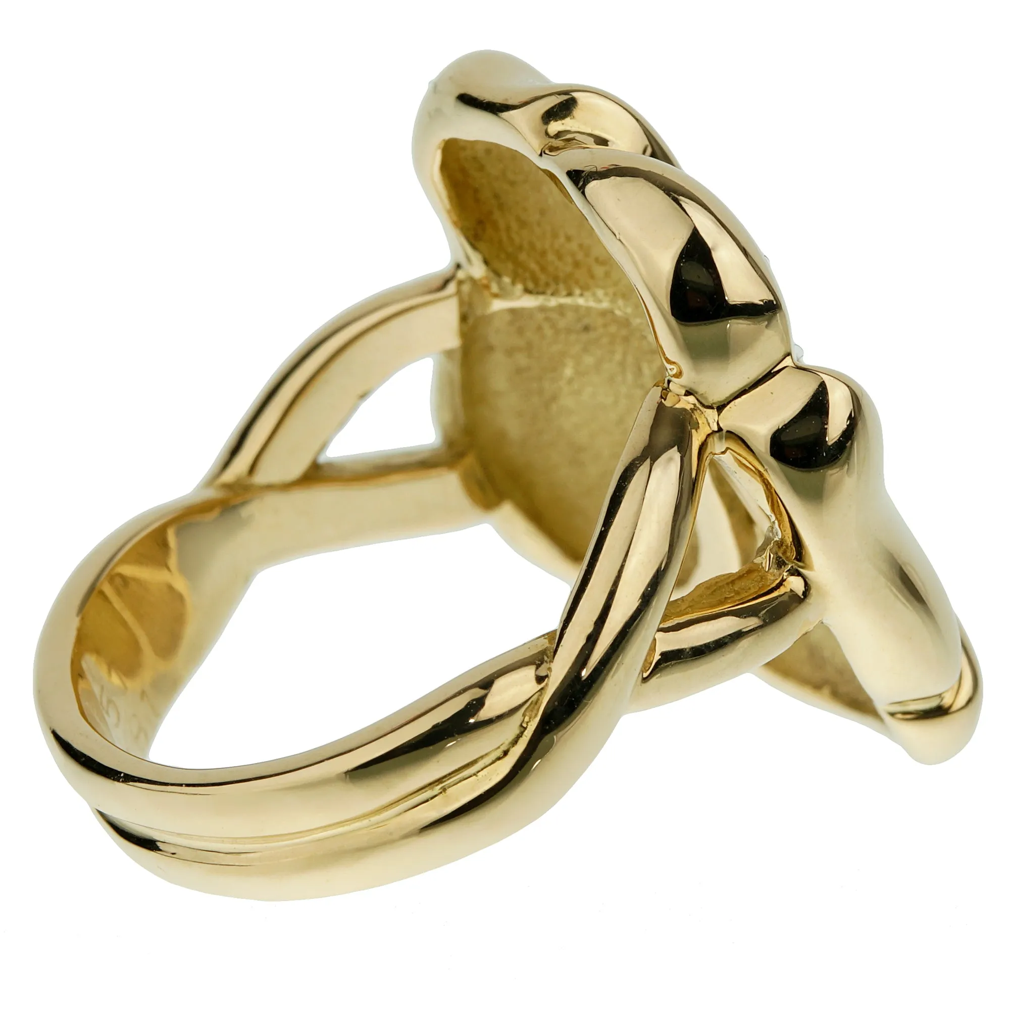 Hermes Vintage Flower Diamond 18k Yellow Gold Ring Sz 5 3/4