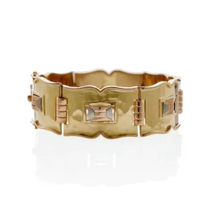 Jean Desprs French 1930s 18KT Rose, White & Yellow Gold Bracelet
