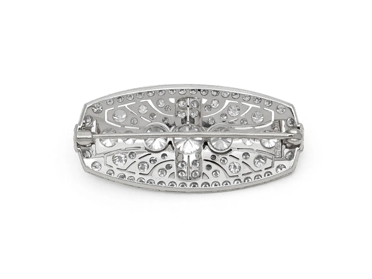 Mid-Century Old European Cut Diamond Brooch in Platinum