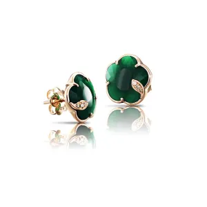PASQUALE BRUNI 'TON JOLIE' 18CT ROSE GOLD GREEN AGATE, WHITE AND CHAMPAGNE DIAMOND EARRINGS