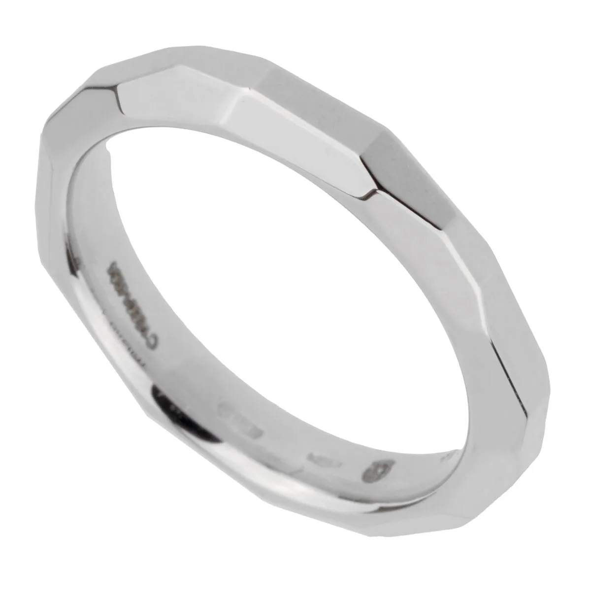 Pomellato 18k White Gold Diamond Cut Band Ring Size 6 1/2