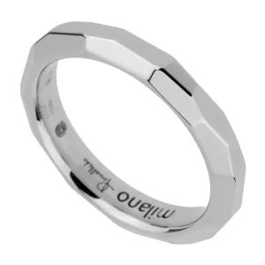 Pomellato 18k White Gold Diamond Cut Band Ring Size 6 3/4