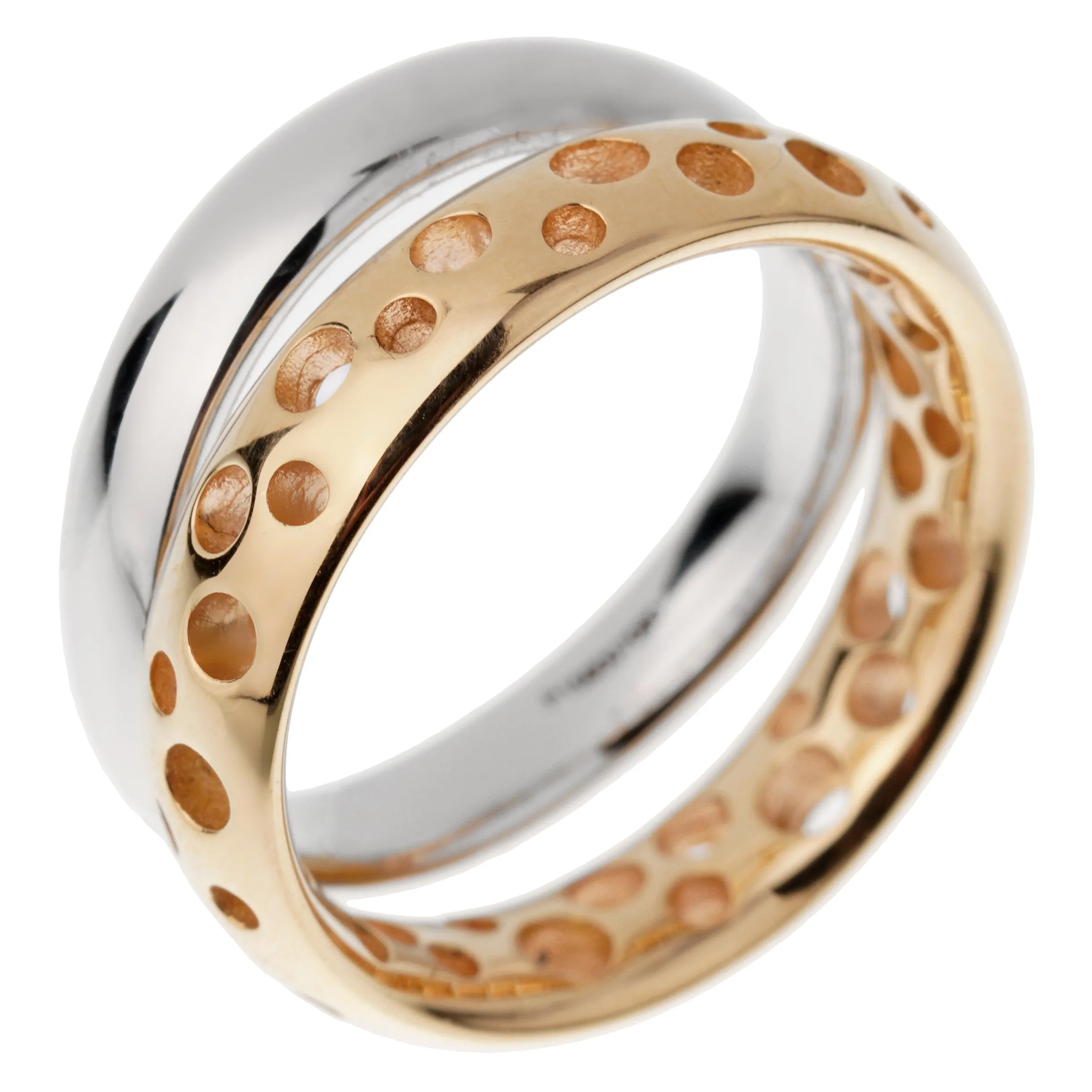 Pomellato 18k White Rose Bubble Stacking Band Rings Size 6 3/4