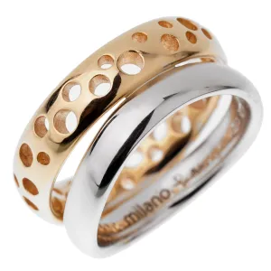 Pomellato 18k White Rose Bubble Stacking Band Rings Size 6 3/4