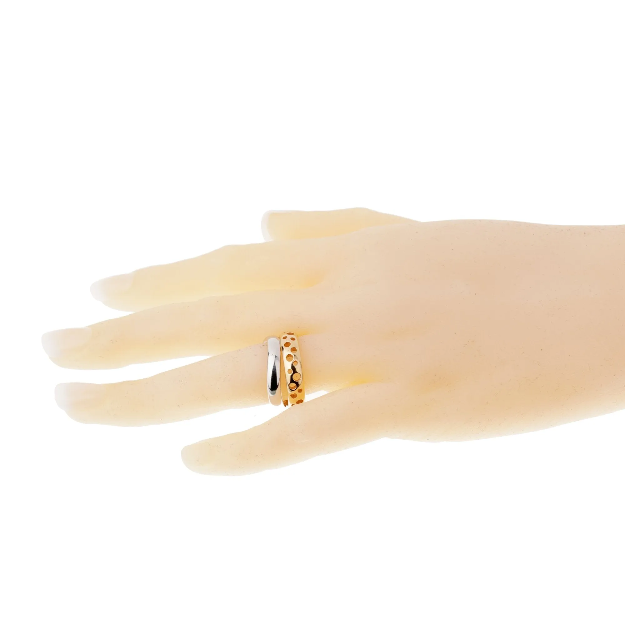 Pomellato 18k White Rose Bubble Stacking Band Rings Size 6 3/4