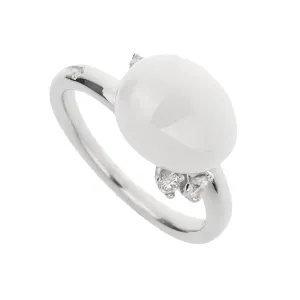 Pomellato Capri Agate Diamond 18k White Gold Cocktail Ring
