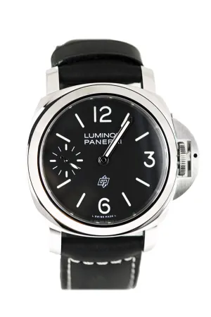 Pre-owned Panerai Luminor Logo Hand Wind Black Dial Men's Watch PAM01084
