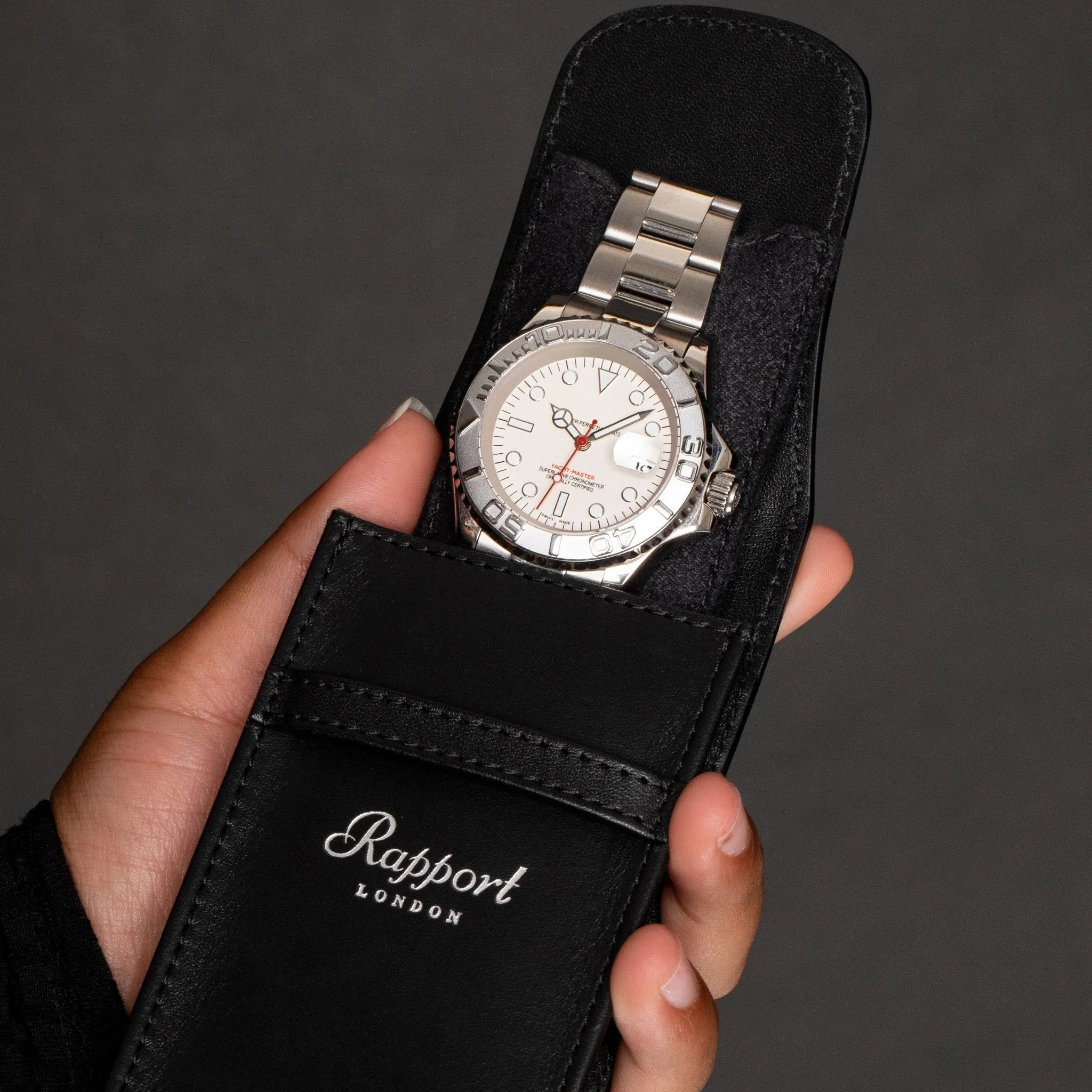 Rapport Hyde Park Black Leather Single Watch Pouch D405