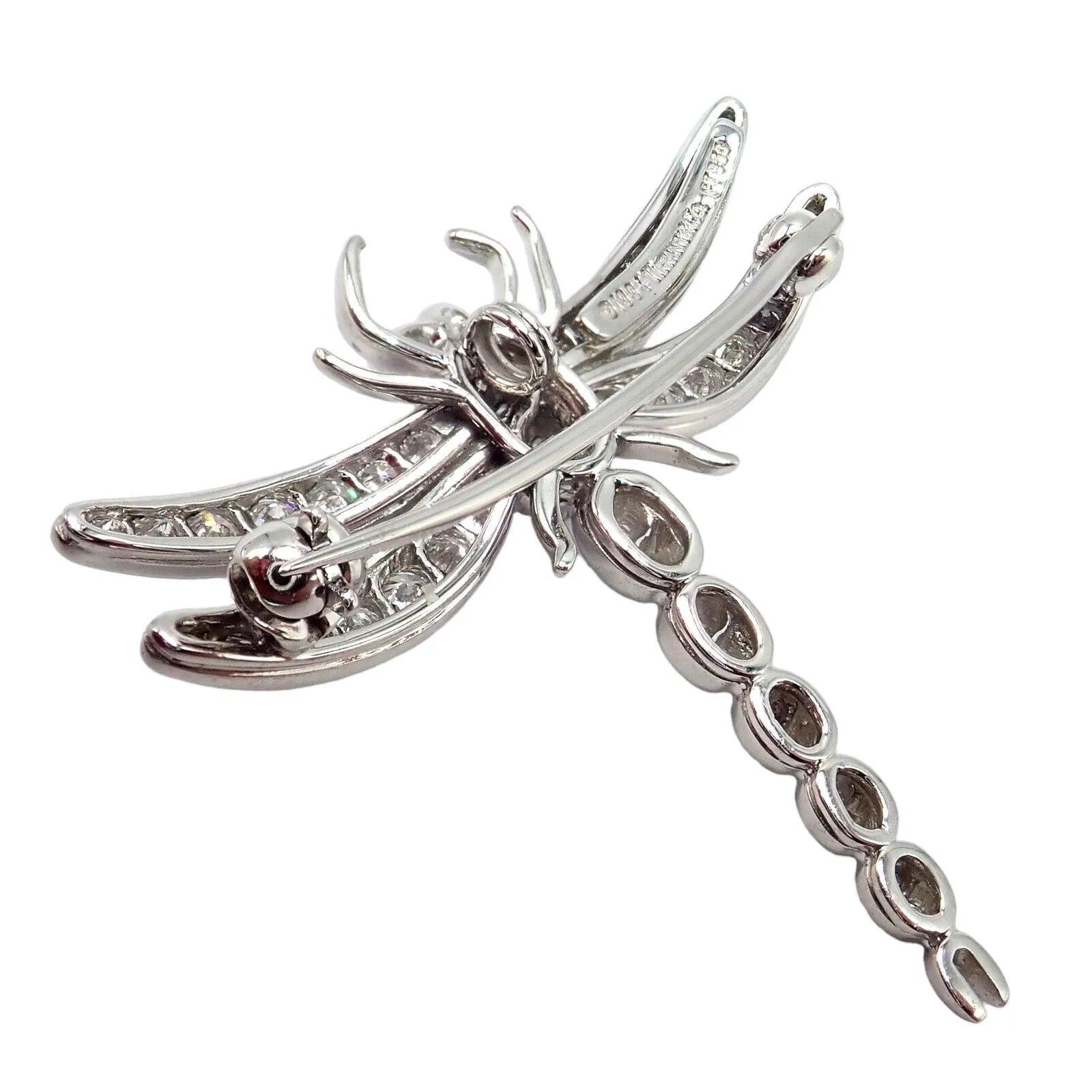 Rare! Authentic Tiffany & Co. Platinum Dragonfly Diamond Sapphire Pin Brooch