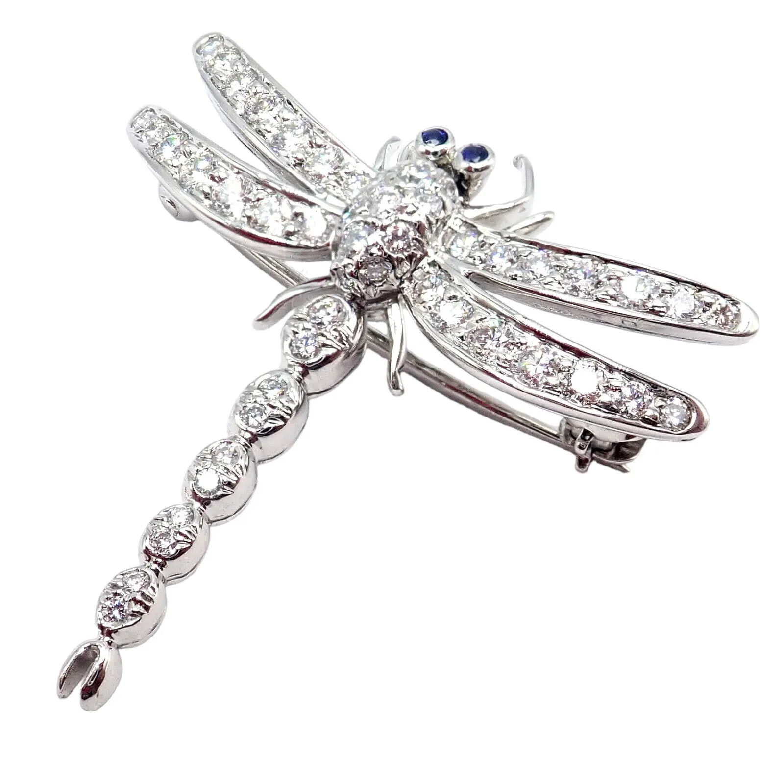 Rare! Authentic Tiffany & Co. Platinum Dragonfly Diamond Sapphire Pin Brooch