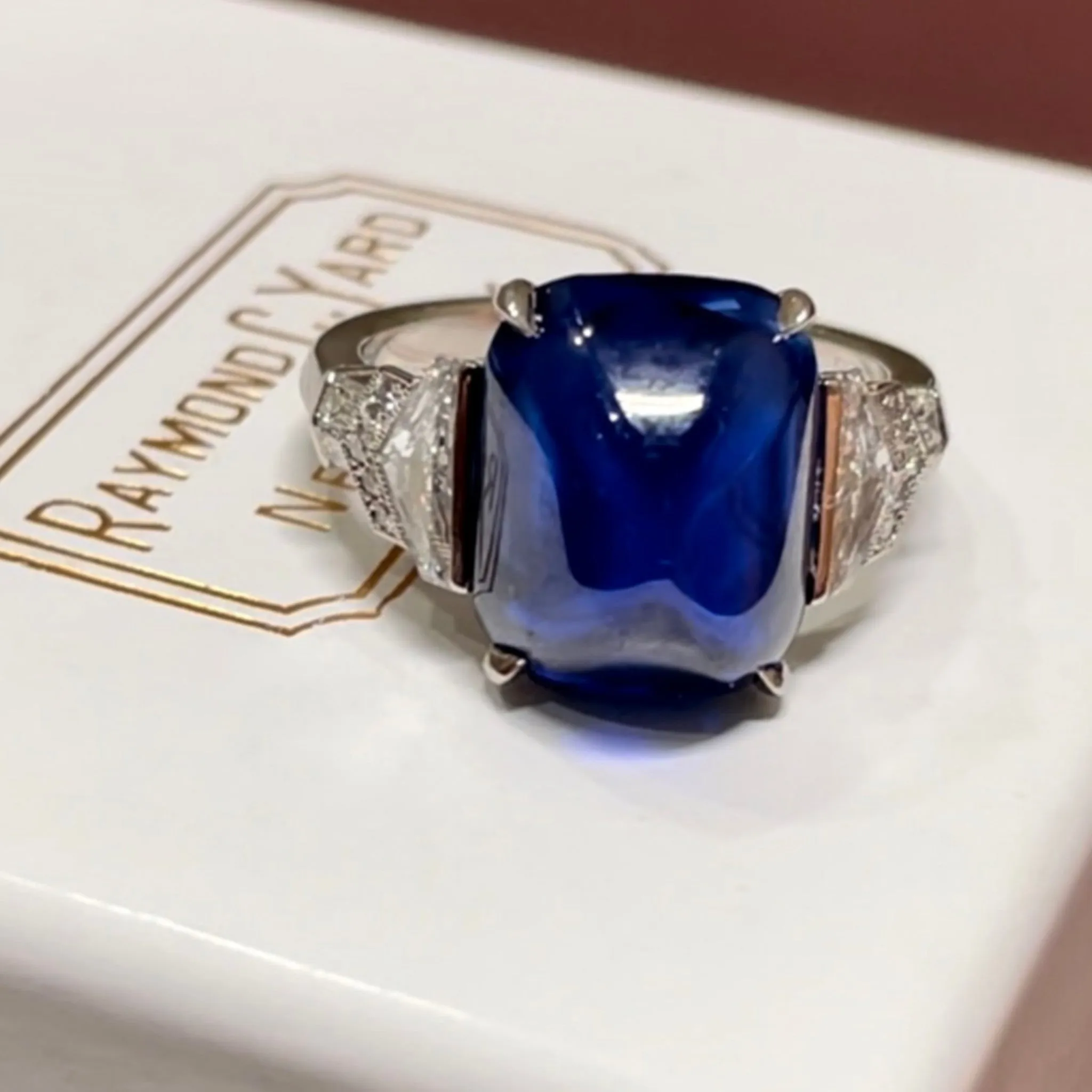 Raymond Yard Post-1980s Platinum Sapphire & Diamond Ring