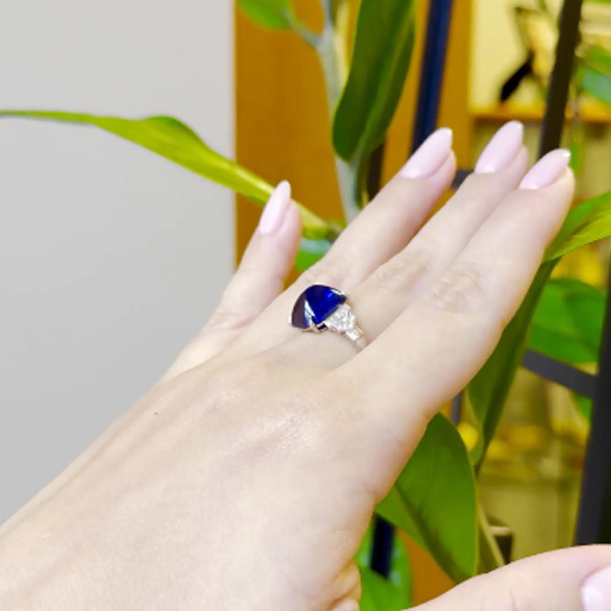 Raymond Yard Post-1980s Platinum Sapphire & Diamond Ring