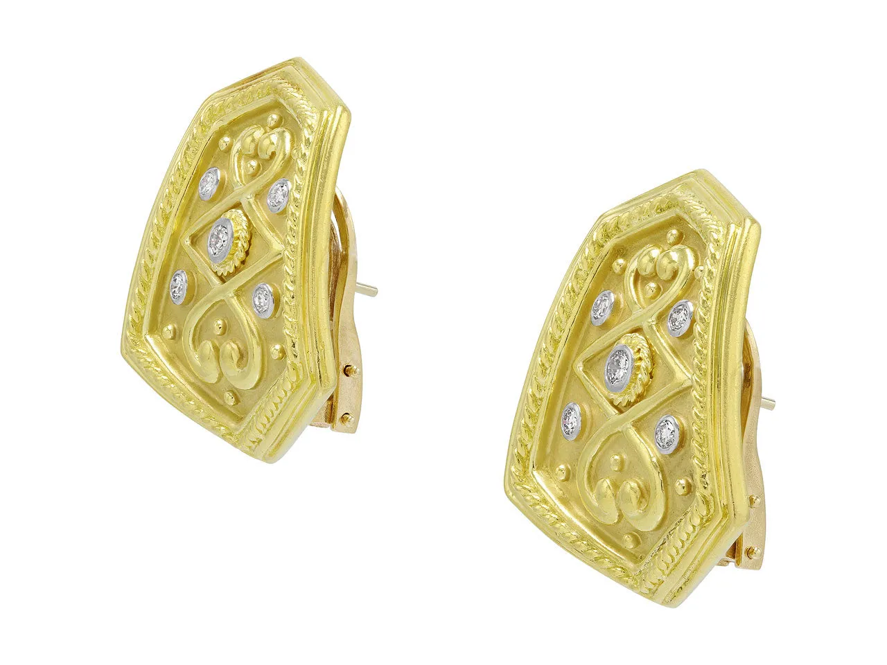 Shield Earrings with Diamonds in 18K Gold