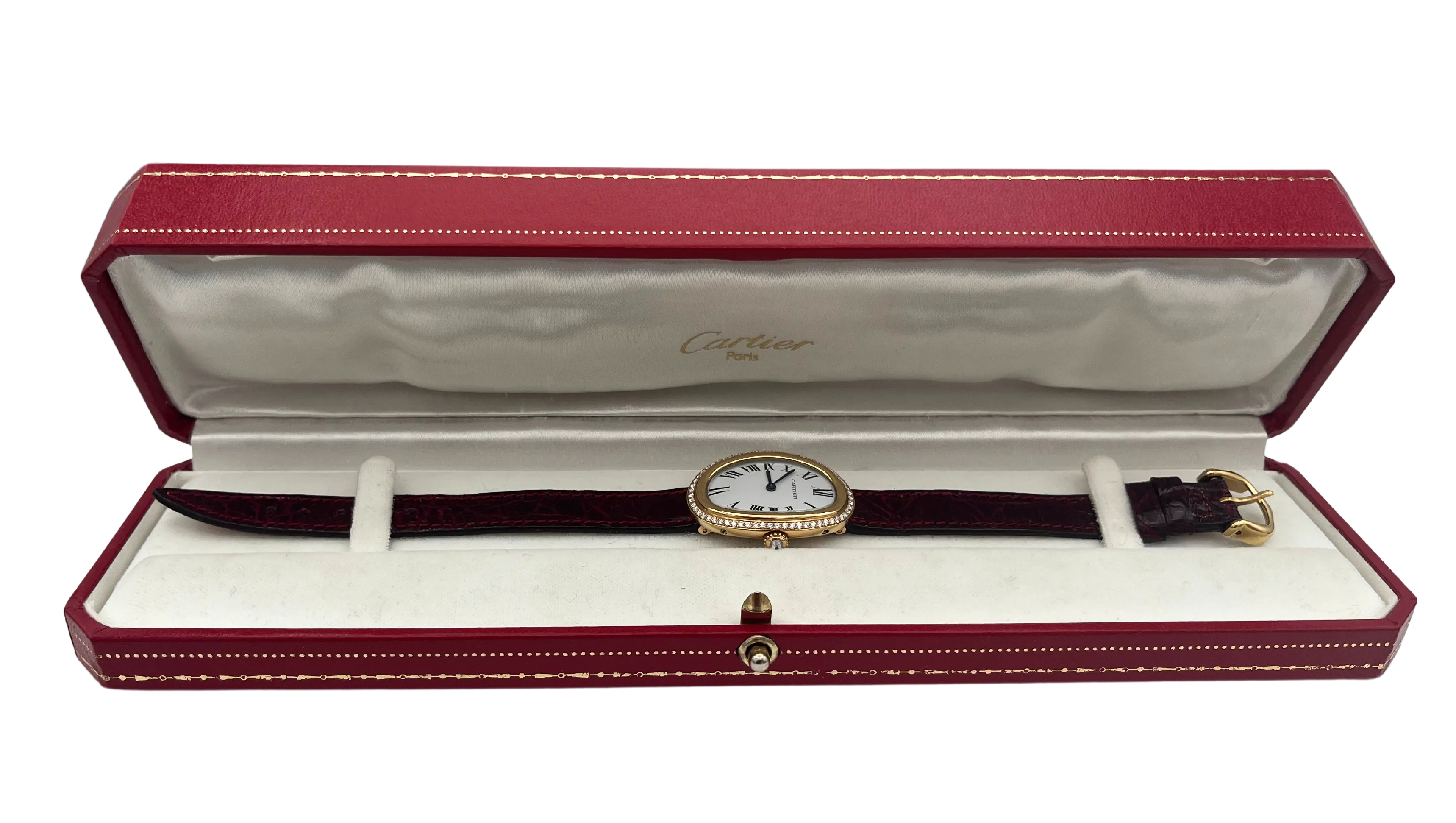 Vintage Cartier Baignoire 18k gold with Diamond Bezel c. 1990